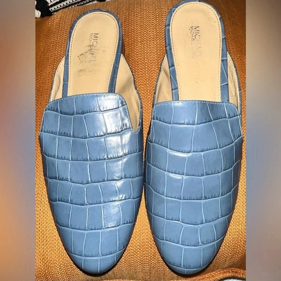 MICHAEL KORS NATASHA LEATHER FLAT SHOES MULES SLIDES - Picture 2 of 7